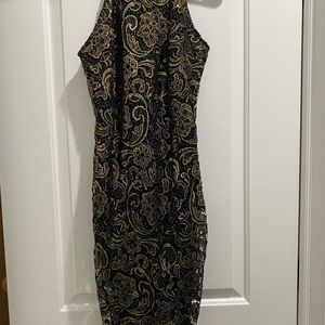 Black and Gold Midi Dress (S)